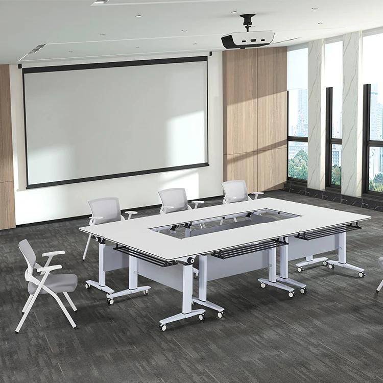 Office Furniture staff meeting room desk with wheel drawers school student study foldable training tables with caster
