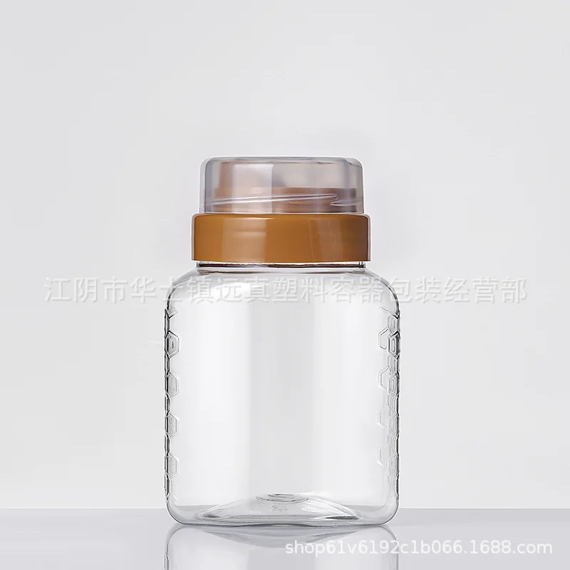 R 2024 New 300g 500g 700g 1000g Food Grade PET Plastic Honey Reflux Bottle Jar Peanut Pepper chili Sauce Containers With Top Cap