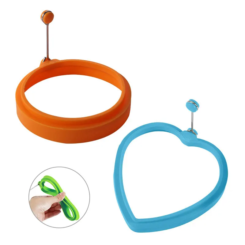 Non Stick Silicone Fried Egg Ring Mold for Griddle Pan Egg Pancake Maker with Handle BPA Free Egg Form for Frying Burger