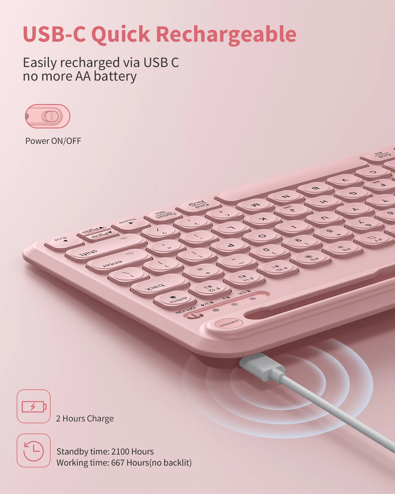 Seenda Multi-Device BT Wireless Keyboard for iPad Pro Air Android Mac Windows Phones Computer Rechargeable Backlight Keyboard