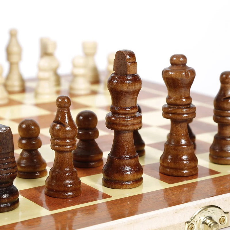 2020 High quality classic educational learning international wooden chess folding board game set toys