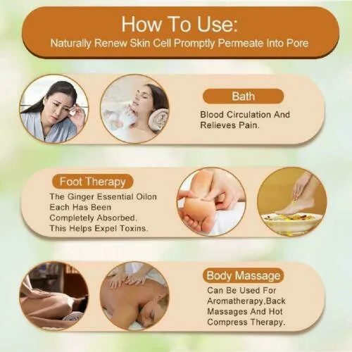 Private Label Available Lymphatic Drainage Herbal Massage Essential Ginger Roots Oil For Skin Care