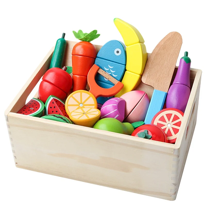 Educational Toys Kitchen Wooden Cutting Toys For fruits and vegetables Kids