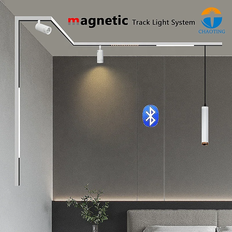 Smart Recessed Sport Focus Lamp Magnet Lighting Rail System 12W 25W 30W Linear Led Magnetic Track Lightmagnetic Tracks Lights
