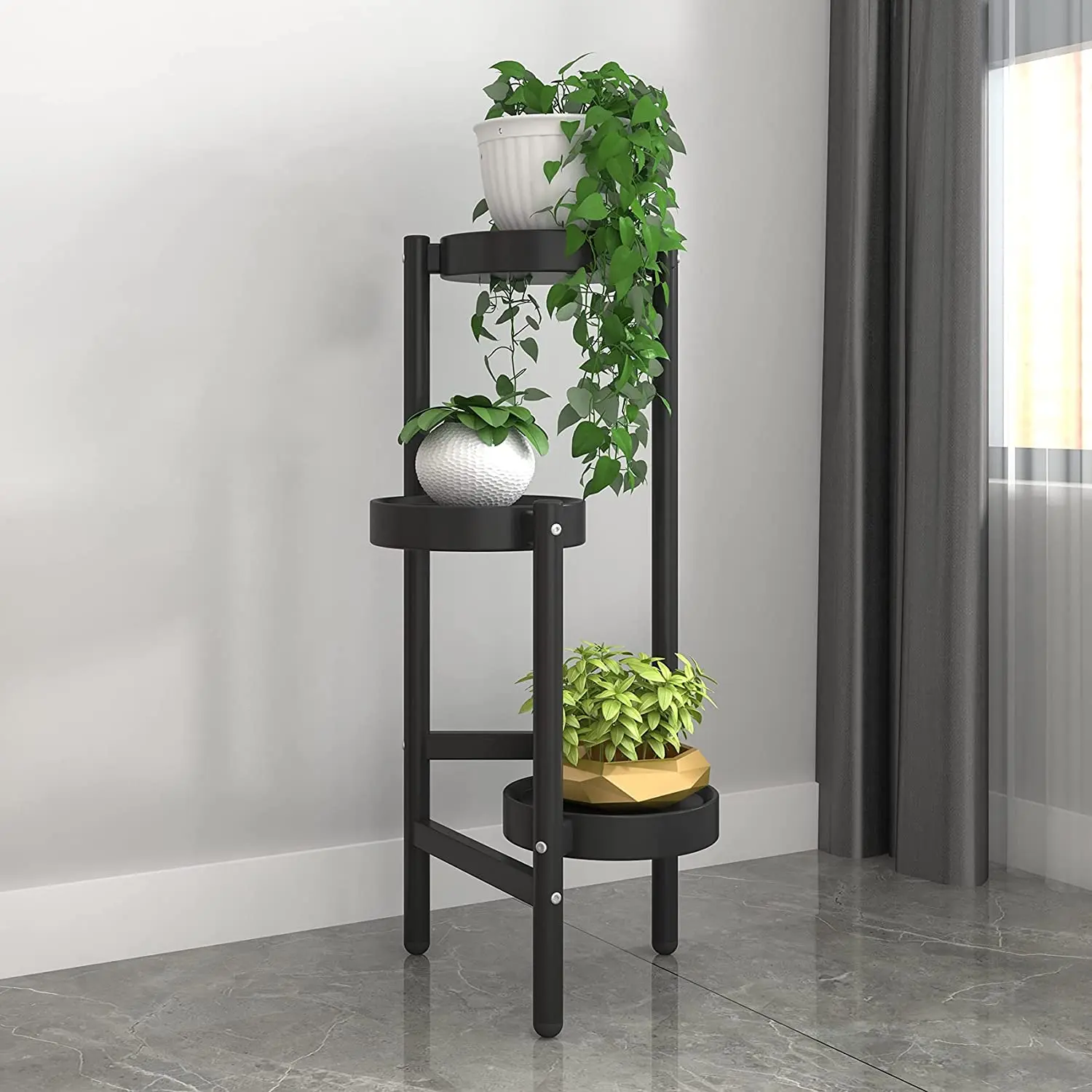 3 Tier Plant Stand Plastic Base Multiple Flower Pot Holder Shelves Planter Rack Storage Organizer