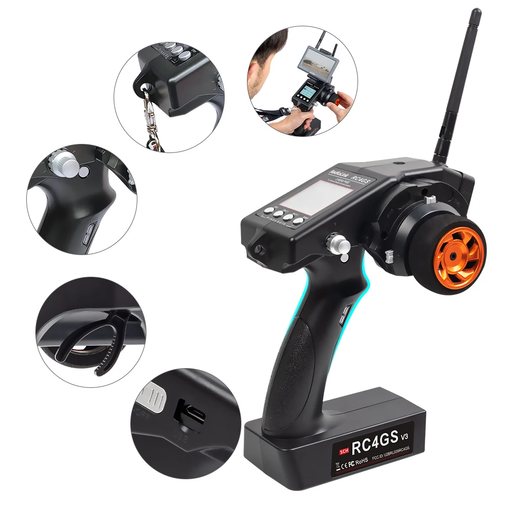 RadioLink Factory wholesales RC4GS V3 5 Channels 2.4GHz RC transmitter and receiver for 400 meters control distance for RC Car