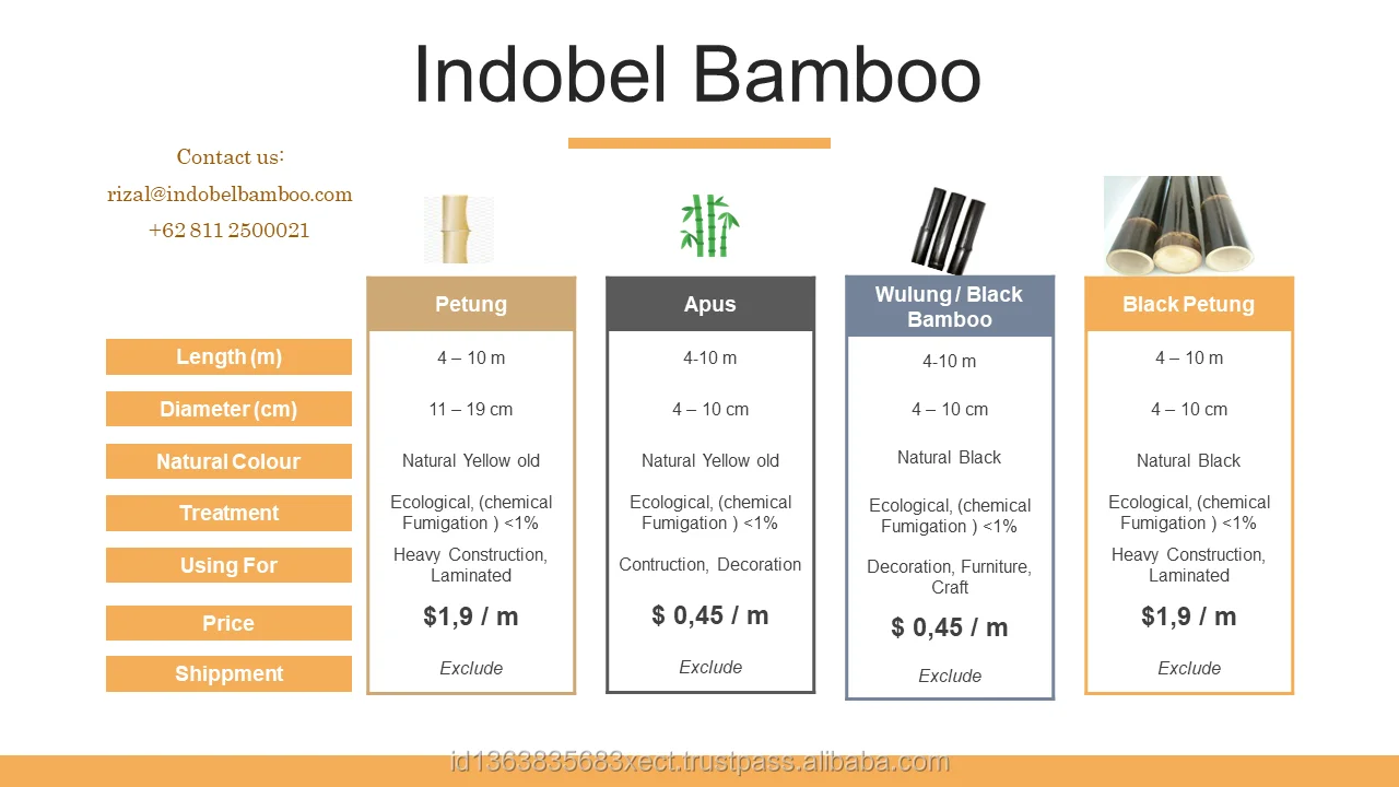 
Bamboo Poles Natural Straight for Construction 3m (Non Treated) 