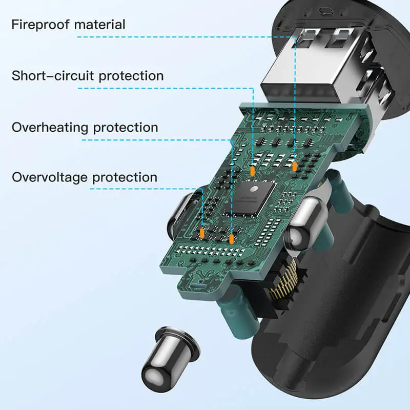 Quick Mini Fast Portable Dual USB Car Charger adapter with led light charger for phone