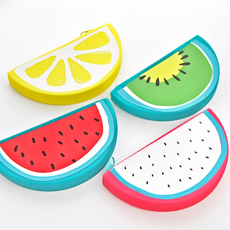 Оптовая продажа по индивидуальному заказу новый трендовый чехол силиконовый полукруглая красочная сумка с фруктами для детей милый резиновый кошелек монет