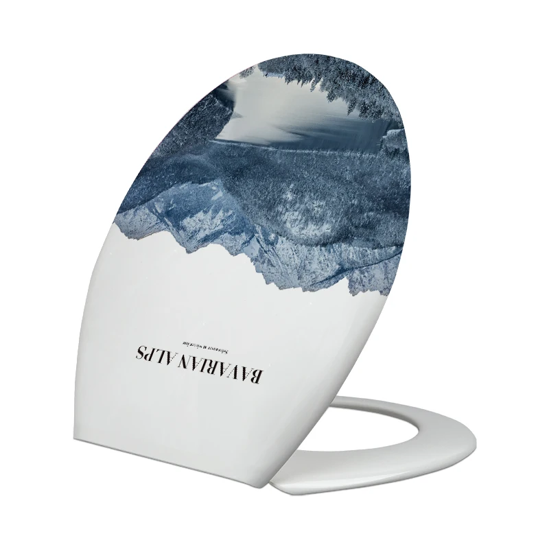 Designer Toilet Accessories Plastic Toilet Lid Slow Down Printed PP Toilet Seat Cover