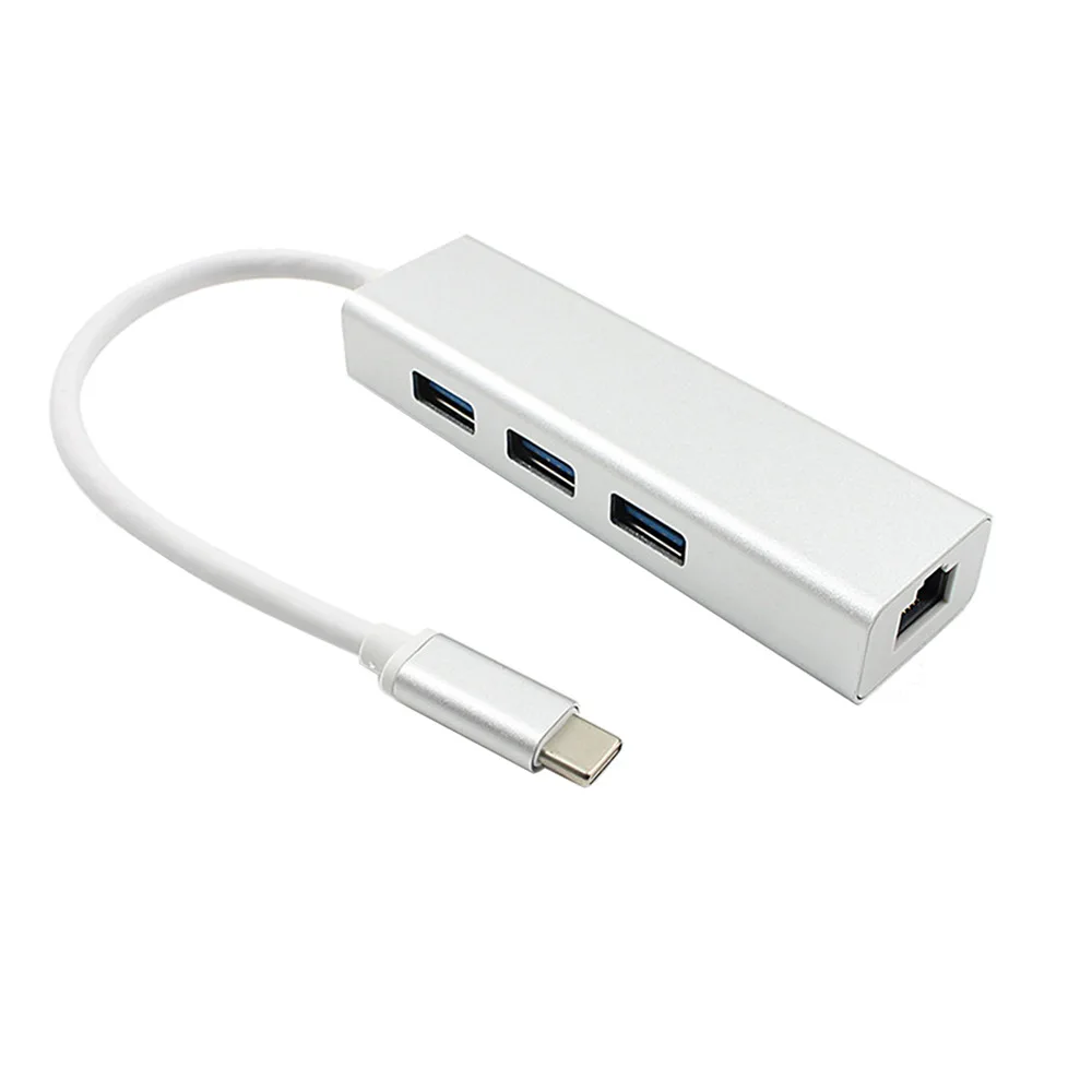 USB C Type C to RJ45 Ethernet Network Adapter With 3 Port USB Hub For Macbook Air Pro