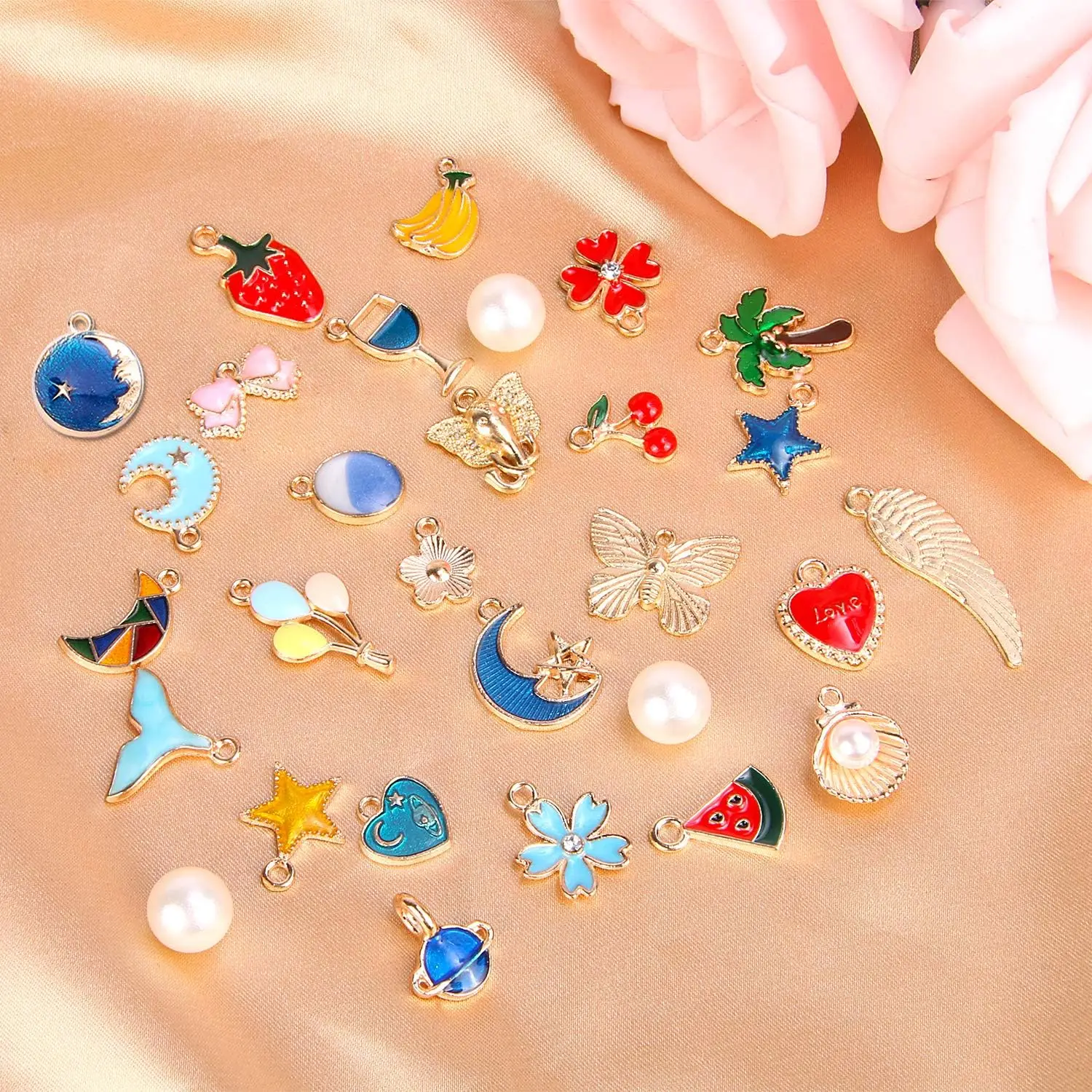 Wholesale Bulk Lots of Gold Plated Enamel Pendants & Charms Assorted Jewelry Making Charms DIY Necklace Bracelet Earring Crafts