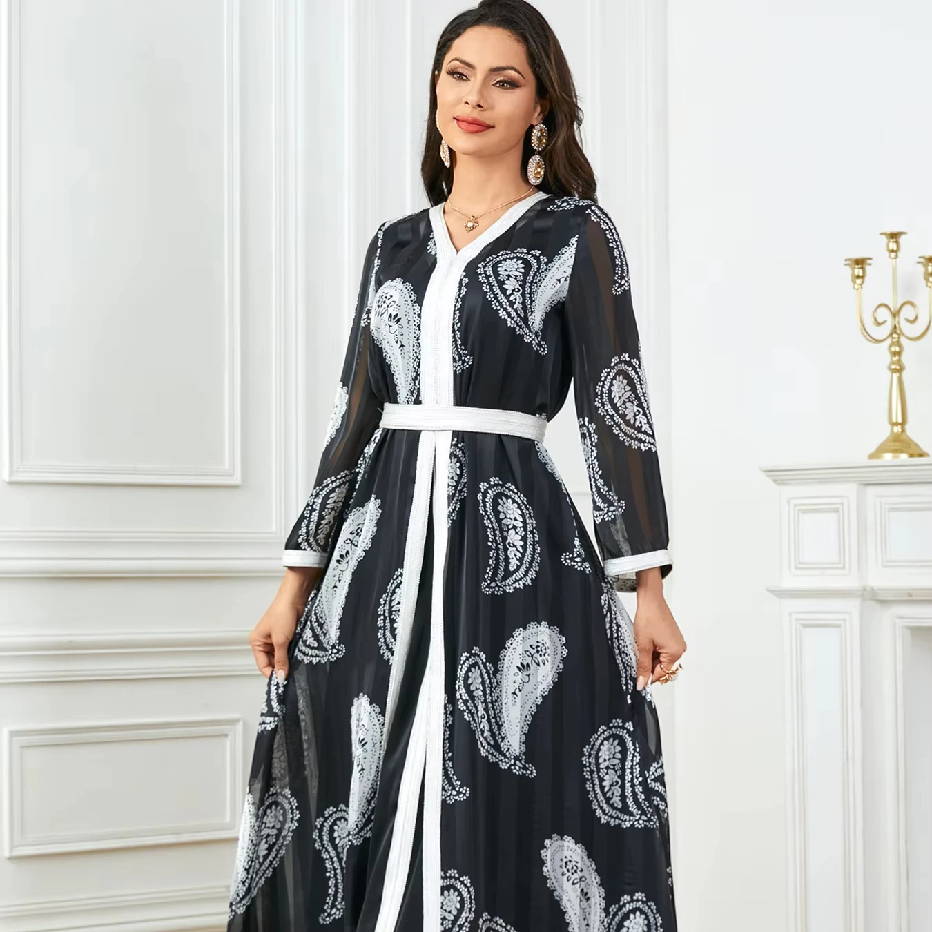 Traditional Muslim Clothing Embroidery Eid Open Fashion Islamic Clothing Abaya Dresses Dubai Women Muslim Dress Afghan Clothes