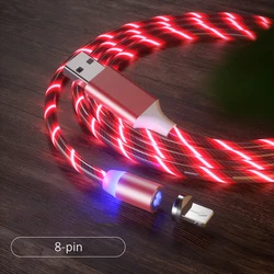 3-in-1 Type C/8 Pin/Micro Flowing Light LED USB Magnetic Cable