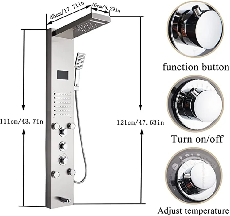 Professional manufacturer Wholesale Newly Luxury bathroom LED white shower panel with Temperature Screen