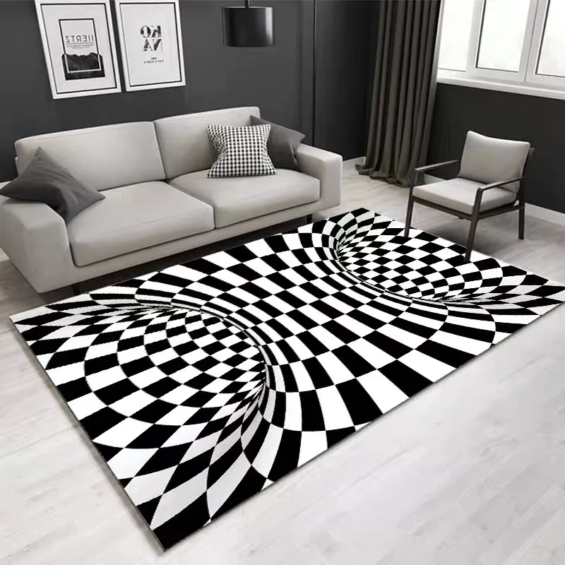 63 inch 3D Illusion Rug Non-Slip Soft Flannel Carpet 3D Black Hole Vision Fluffy Doormat Rug