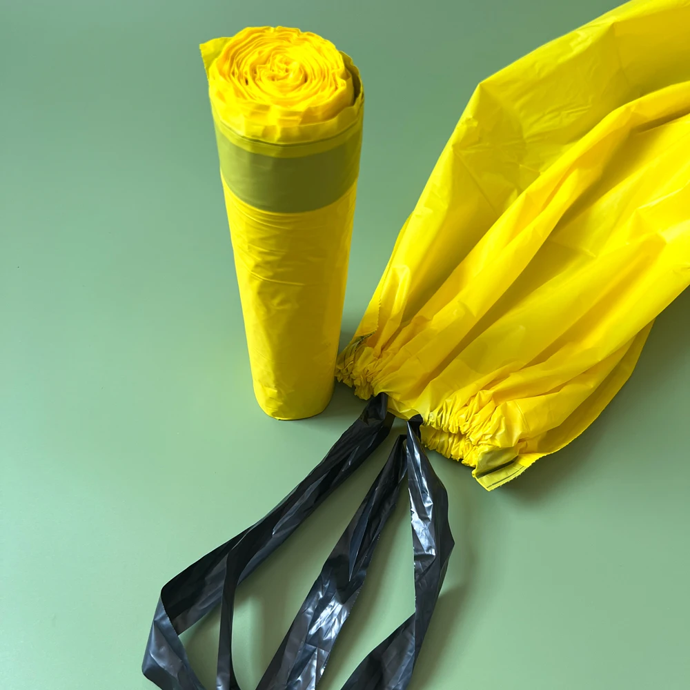 Biodegradable Household Corn Starch Drawstring Garbage Bin Bags 60L Tall Kitchen Trash Bags With Drawstring