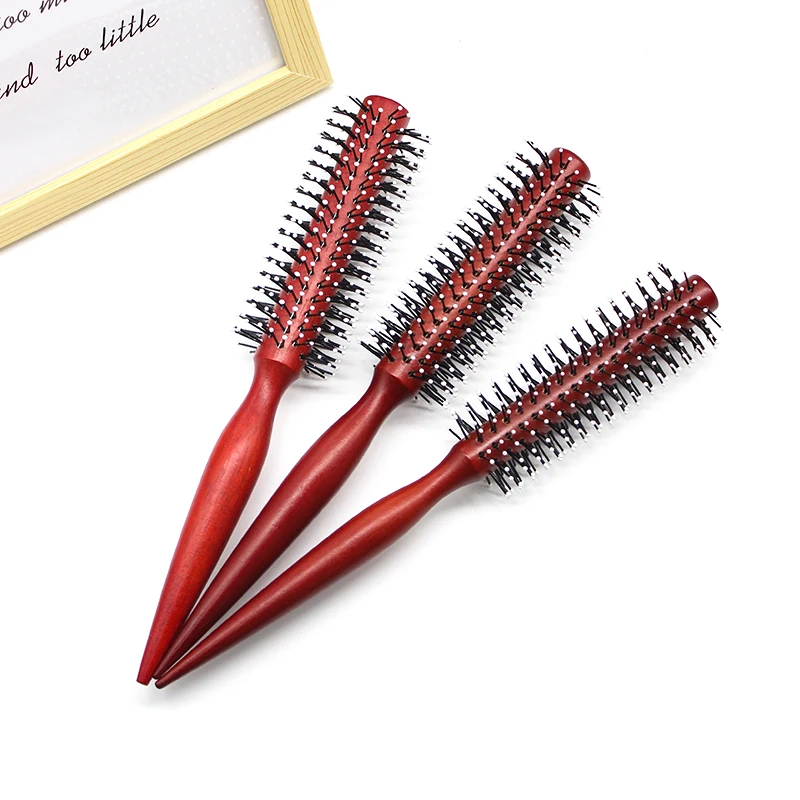 Denman Brush nylon teeth Lotus wood tube Salon Hairdressing Straight Curly