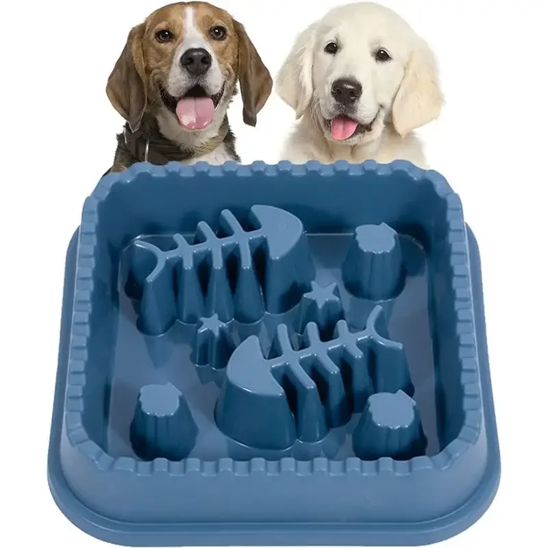 Durable Large Non-toxic Prevent Chock Fish Shape Slow Feeder Dog Pet Bowl Wholesale Custom Multi-colors Plastic Color Box Accept