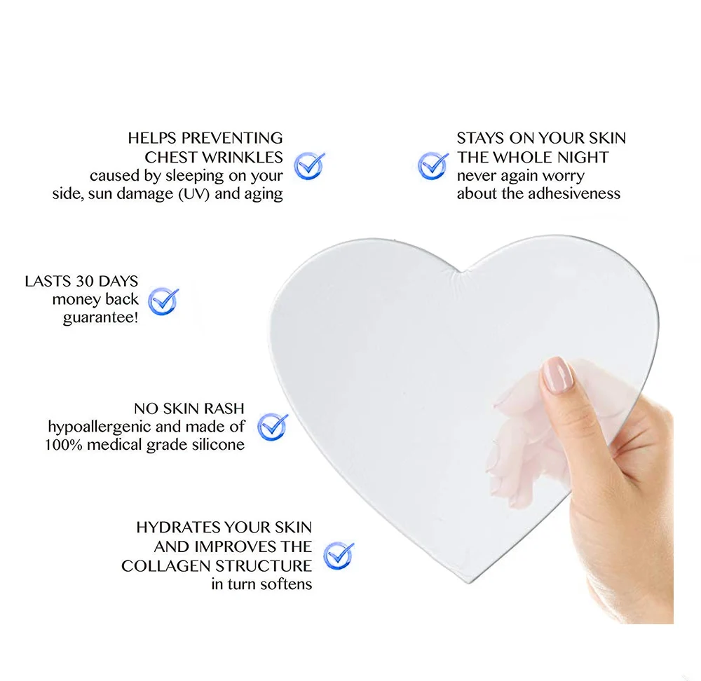
High quality T Triangle Heart Shape Reusable Adhesive silicone Chest Wrinkle Pads Anti Wrinkle Prevent and Eliminate Wrinkles 