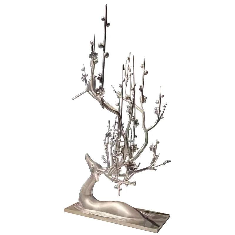 Custom Life Size Stainless Steel Animal Sculpture Park Water Fountains Stainless Steel Decoration