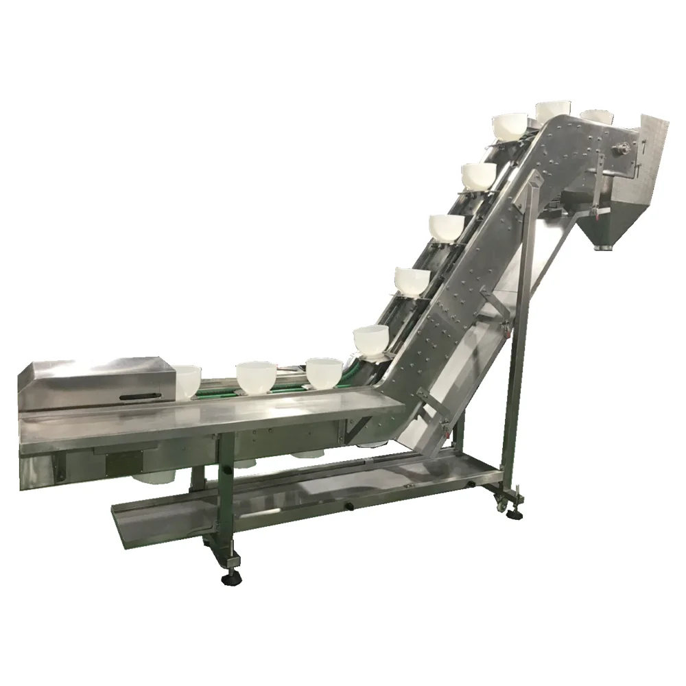 Customized Dump Height 1l 2l 4l 6l 8l Bowl Conveyor For Automatic Portion Weight Transporting To Downstream Packing Machine Line