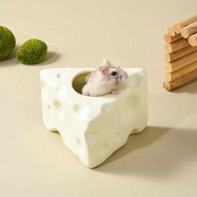 creative cute triangle cheese shape nest handmade hamster hideout ceramic hamster house
