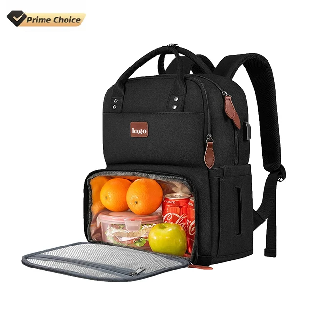 BSCI custom Lunch Backpack 15.6 Inch Picnic Backpack USB Port Insulated Cooler Lunch