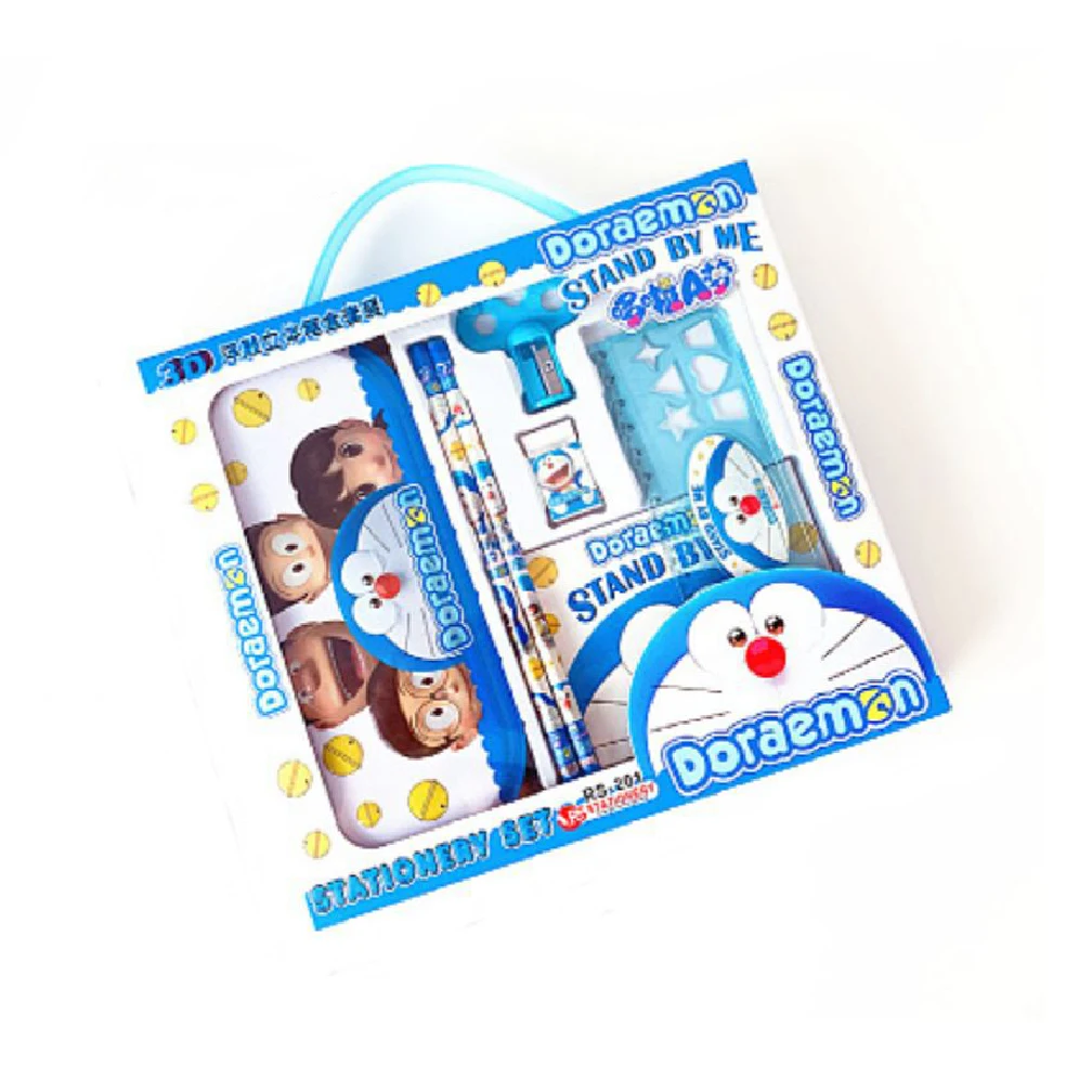 Wholesale 7Pcs Cute Cartoon Stationary Set Kids Gift Set With Ruler Pencils Eraser Pencil Sharpener Ruler