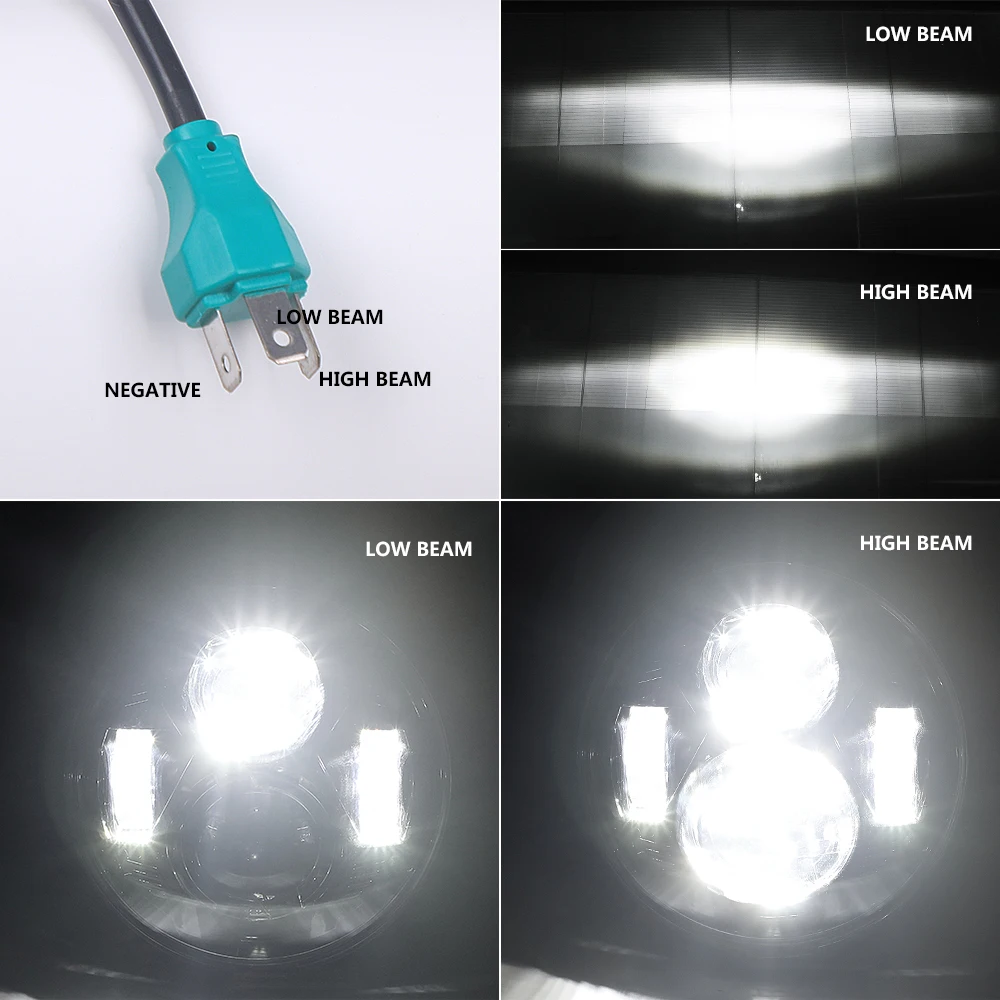 LED H4 Motorcycle Projector Headlight 75W 5 3/4 Round Headlight for Harley Davidson