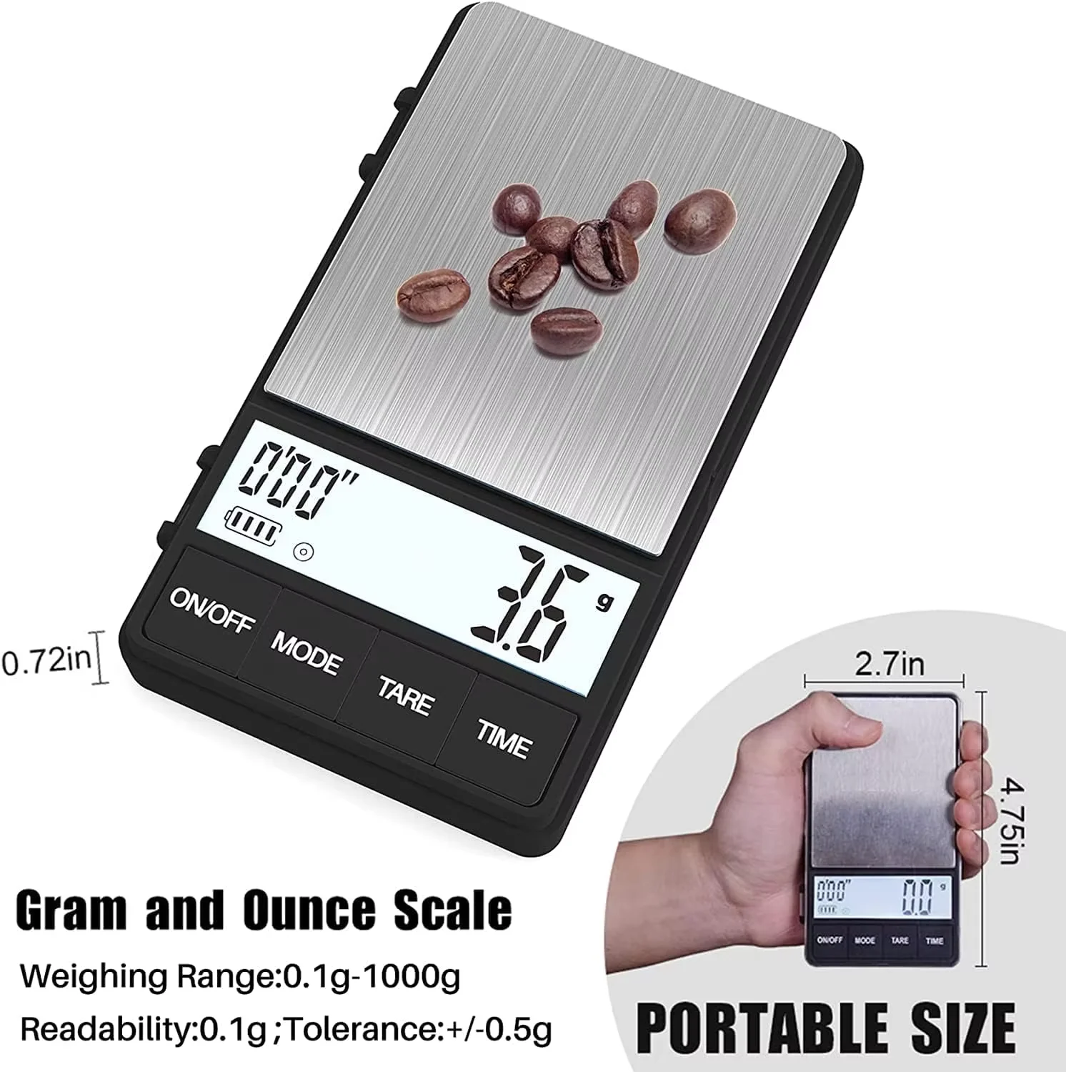 Household Digital Kitchen Scale 1kg 0.1g Battery Powered Multi-Function LCD Display Cheap Price for Coffee Weighing Tool