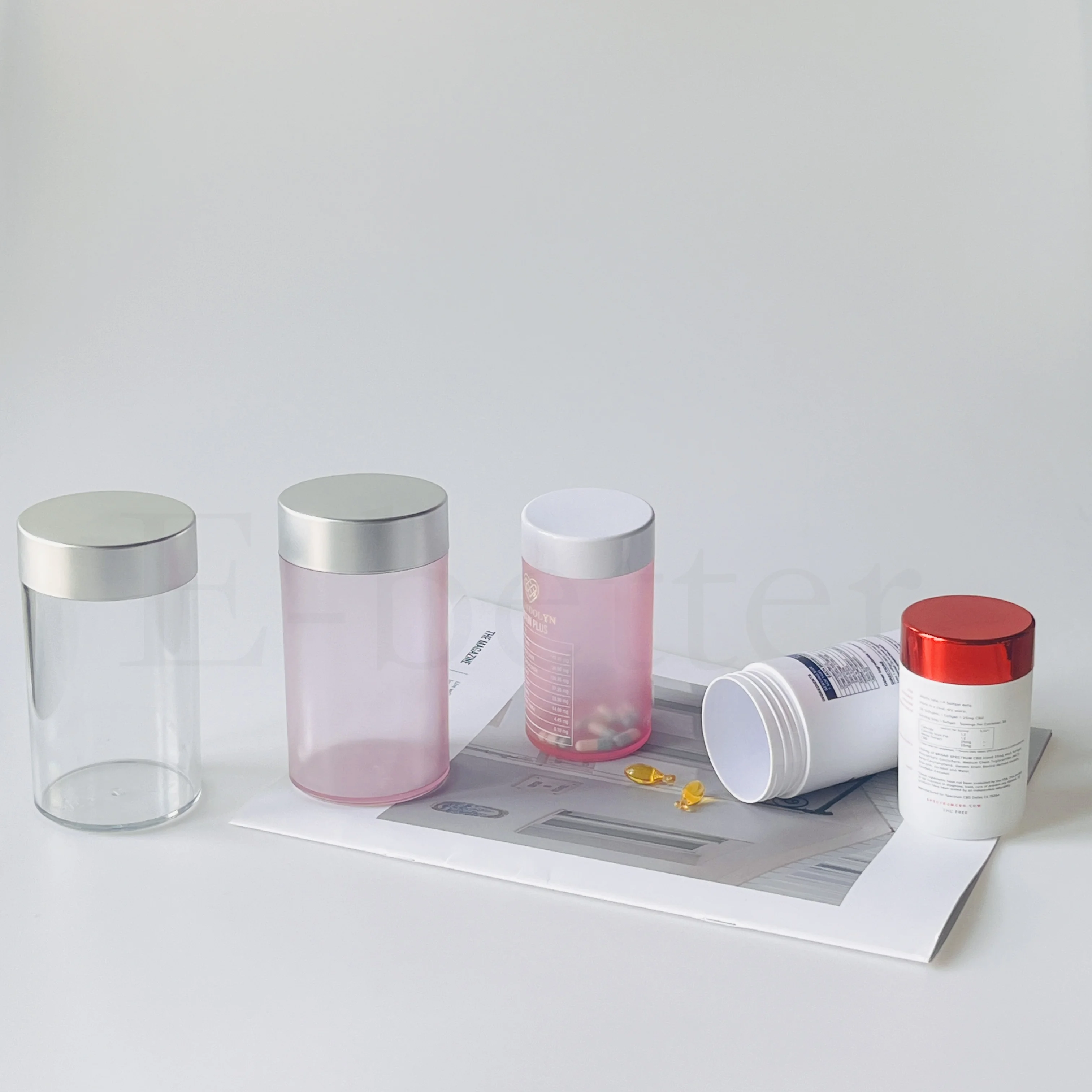 Empty 150ml 300ml Recycle Plastic Matte White Medicine Supplement Bottle For Grape Seed Beauty180 Tablets