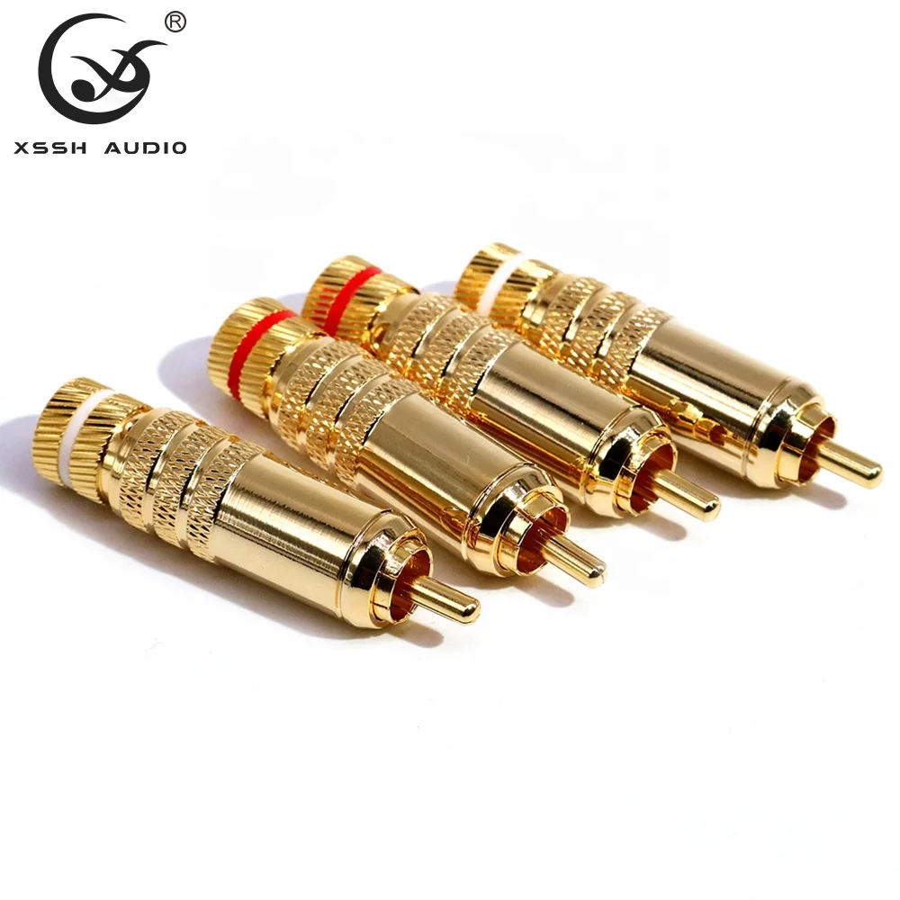 RCA Connector Jack Adapter YIVO XSSH Audio HIFI OEM ODM DIY 9MM Signal Cable High Quality Gold Plated Audio Video Male RCA Plug