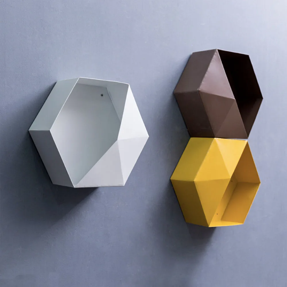 Customizable Modern Mini Wall Shelf Hexagon Shaped Wall Mounted Floating Shelves, Home Decor, Wall Storage Shelves