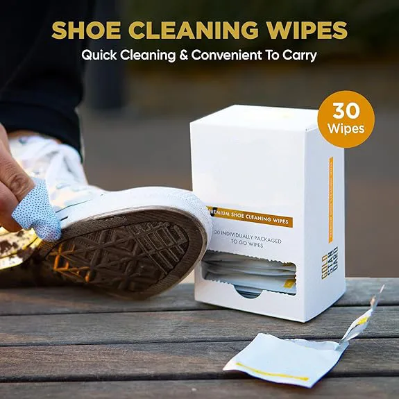 All-Purpose Premium Wet Sneaker Wipes 30pcs per Pack Disposable Portable Wipes for Shoes Scented with Soft Fragrance Cleansing