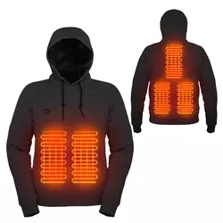 New Portable Charger Heated Hoodie Unisex Winter carbon fiber softshell heated waterproof jacket