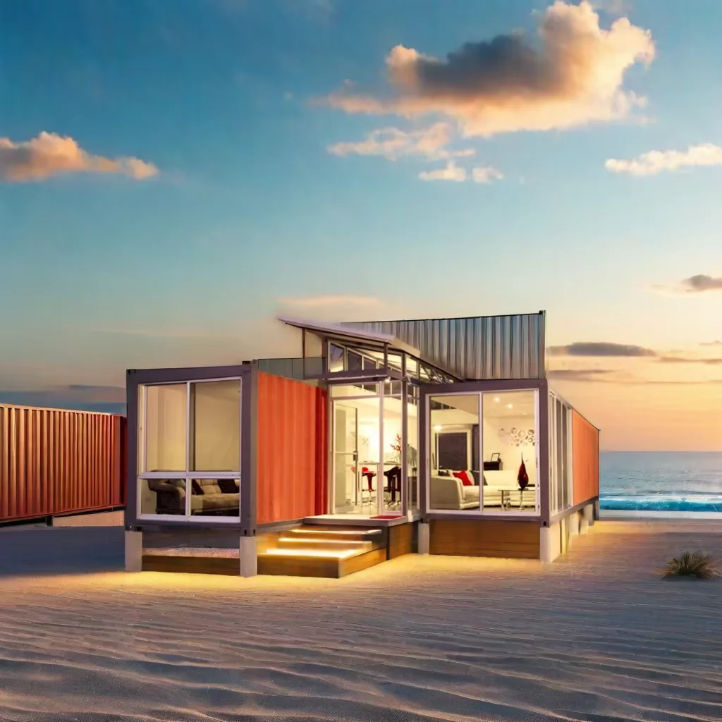 40 feet custom commercial container house movable prefabricated modular room for resorts, camps, shops and offices