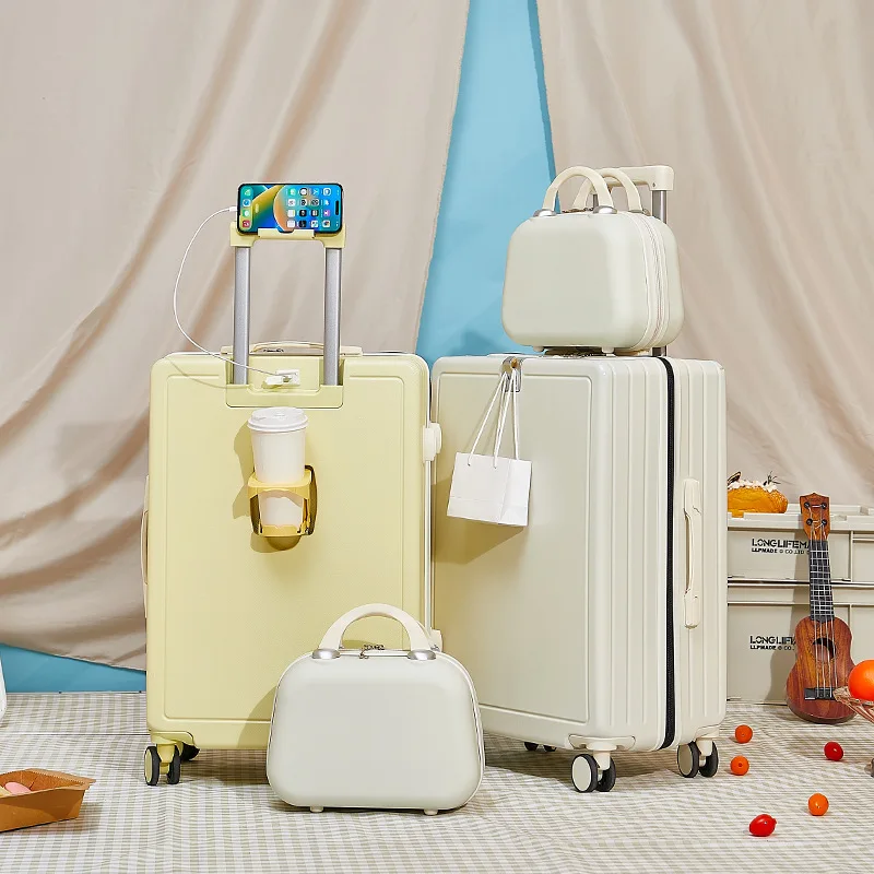 Multifunctional 2 Pieces ABS Suitcases Sets Travel Suitcase Travelling Bags Trolley Luggage with Cosmetic Bag