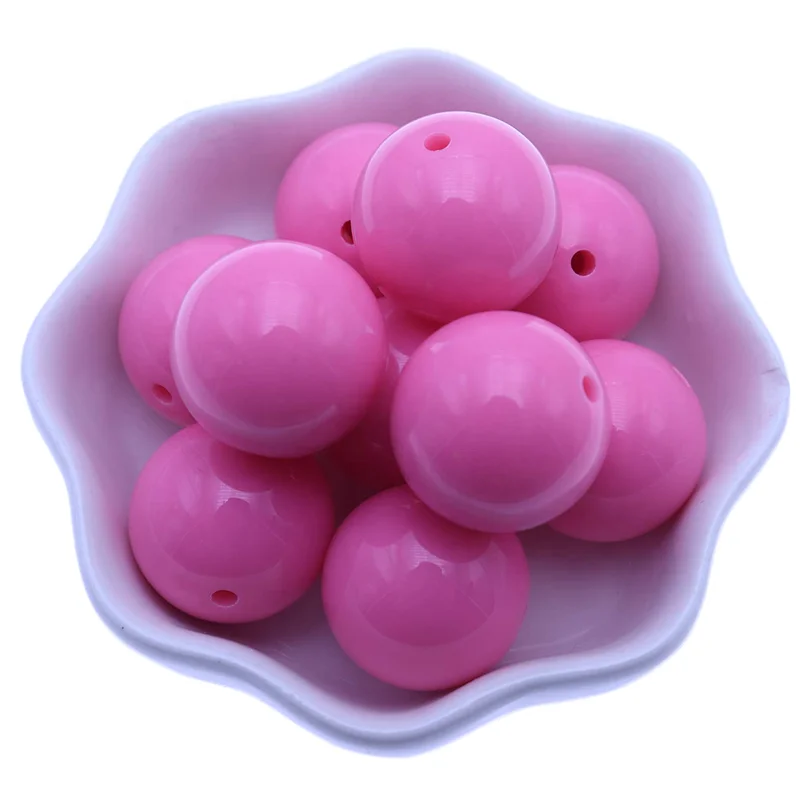 Beautiful Yellow Color Round Spacer Solid Fashion Chunky Plastic Beads For Kawaii Necklace