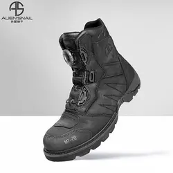 ALIEN SNAIL Retro Cruise Motorcycle Boots Men Travel Leisure Knob Adjust Shoes Waterproof Moto Winter Warm Protective Boots