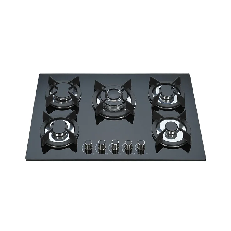 
Kitchen 5 Burner Tempered Glass Gas Stove Builtin Stoves Natural Gas Hob Cooker 