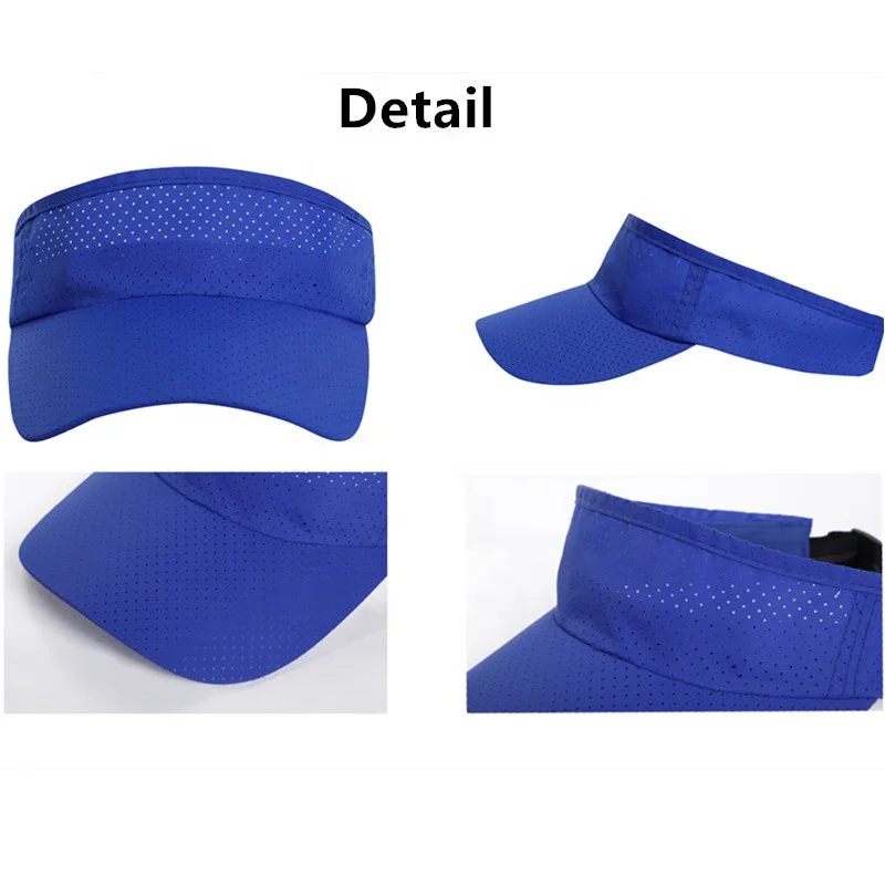 Wholesale Custom Embroidery Printed Outdoor lightweight Breathable Holes Visor Beach Adjustable Sun Cap Quick Fast Dry Visor Cap