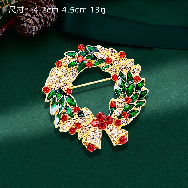 Christmas Tree Santa Snowflake Brooch Boots Snowman Bell Drops Oil Corsage
