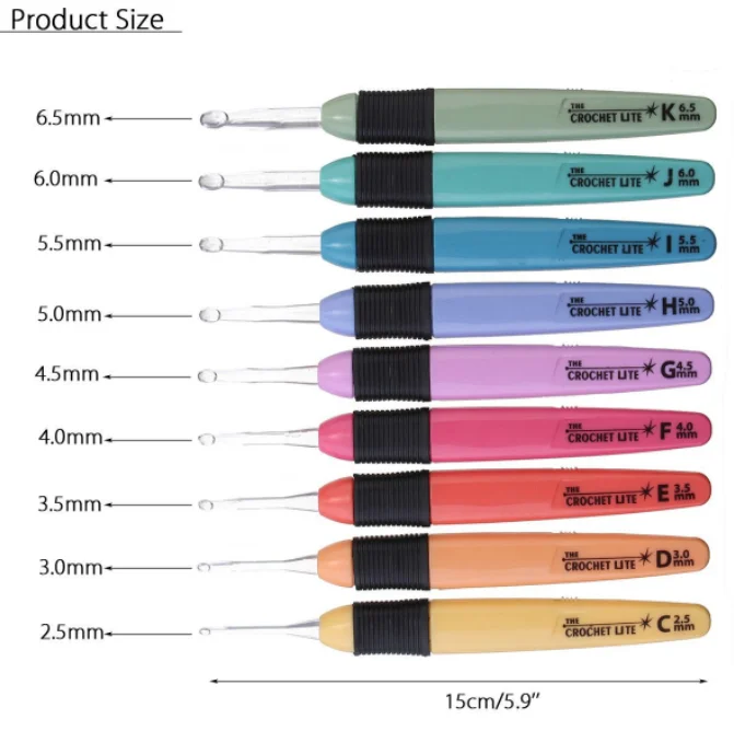 New design Light up Crochet Hooks Plastic handle Knitting Needles Craft Yarn Weaving LED Light Crochet Hook