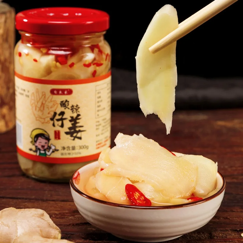 Factory direct sales  hot and sour ginger spicy pickles bottled instant appetizer