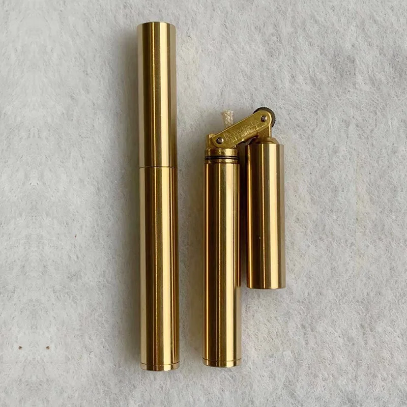 Vintage kerosene lighter Old pure copper creative fine pan Dragon stick Nunchucks Mini pocket lighter for men Caka lighter
