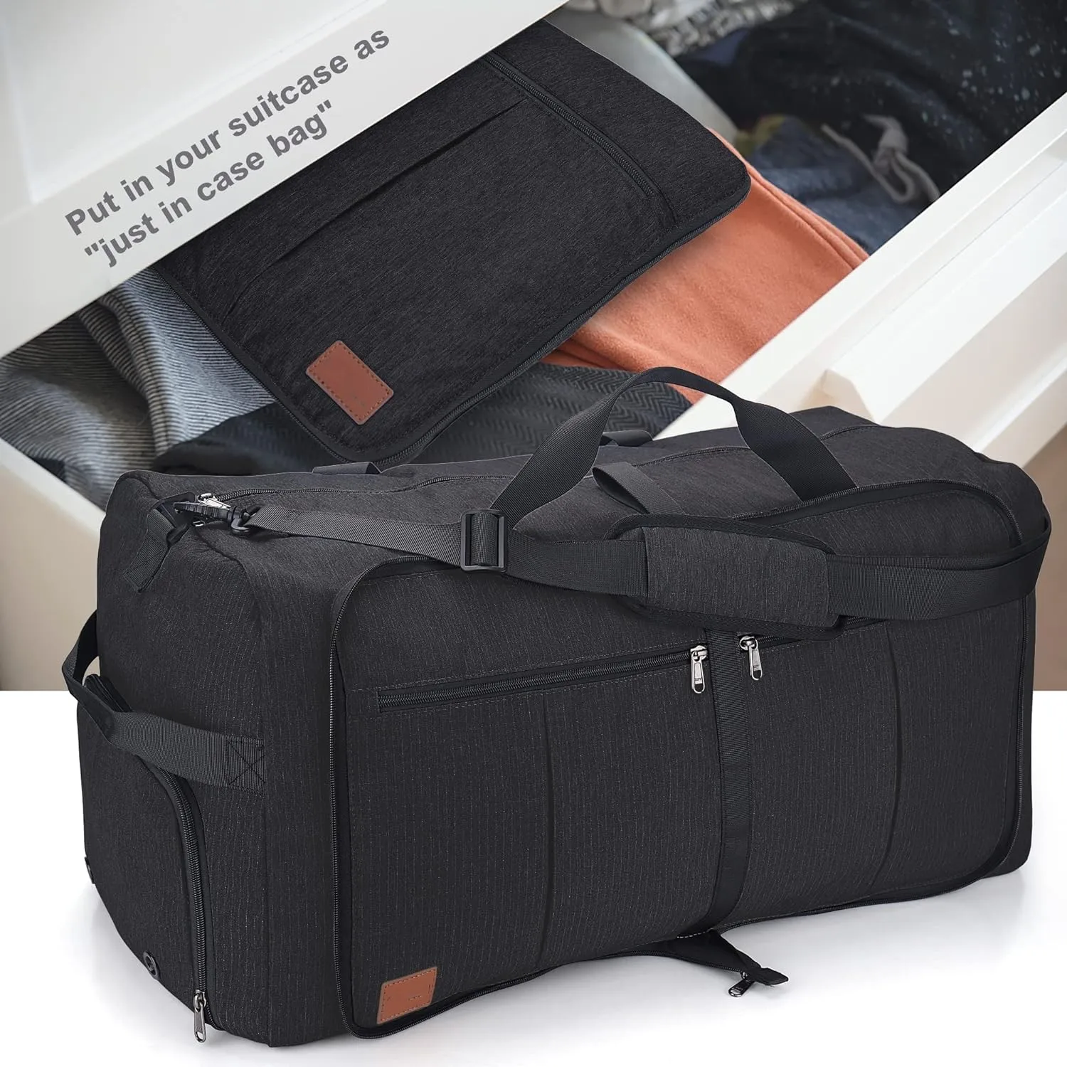 120L Foldable Lightweight Waterproof Sports Square Duffle Overnight Travel Duffel Bags with Shoe Compartment