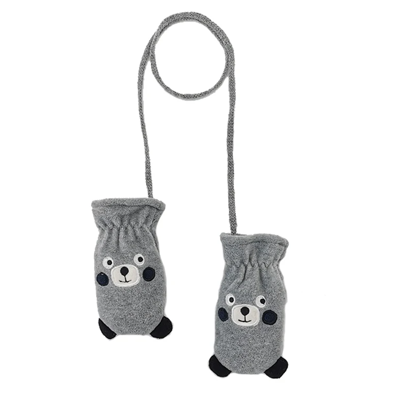 fleece gloves Popular Winter cute Warm boy kids mittens with funny bear