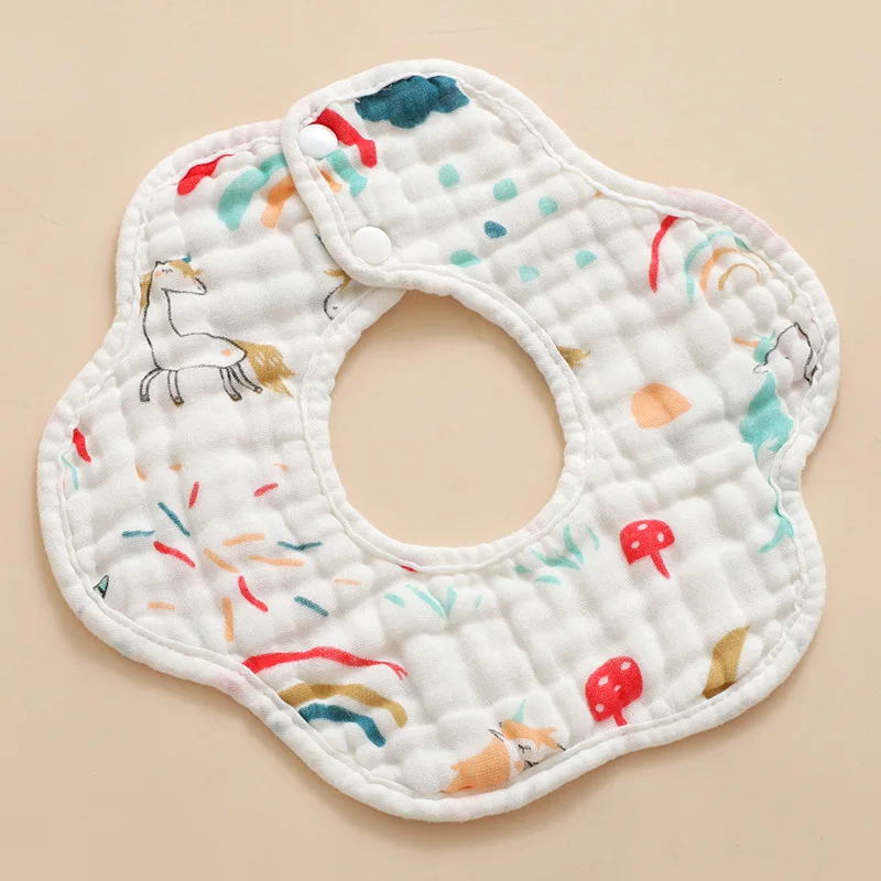 Muslin baby cute cotton bibs infant kids saliva towel waterproof baby bib thick and large baby bib