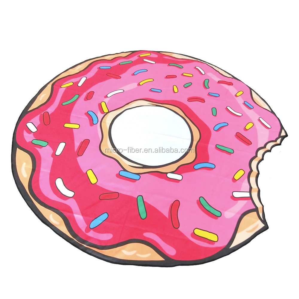 Sublimation Blank Custom Funny Pattern Round Micro Fiber Beach Towel Opp Bag Microfiber Fabric Chiffon Printed Floral 170-300gsm